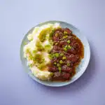 beef steak with mashed potatoes