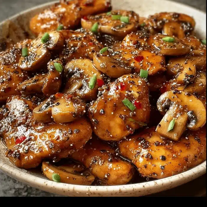 black pepper chicken with mushrooms​