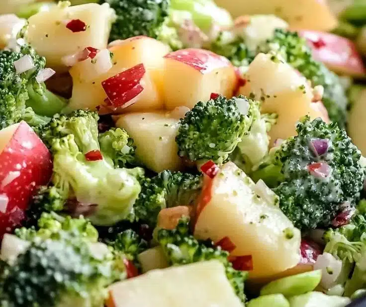 Delicious Apple Broccoli Salad with fresh ingredients in a bowl
