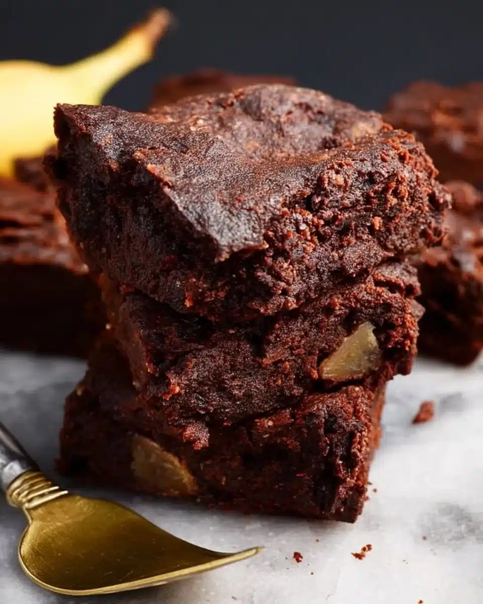 3 ingredient brownies with banana served on a plate