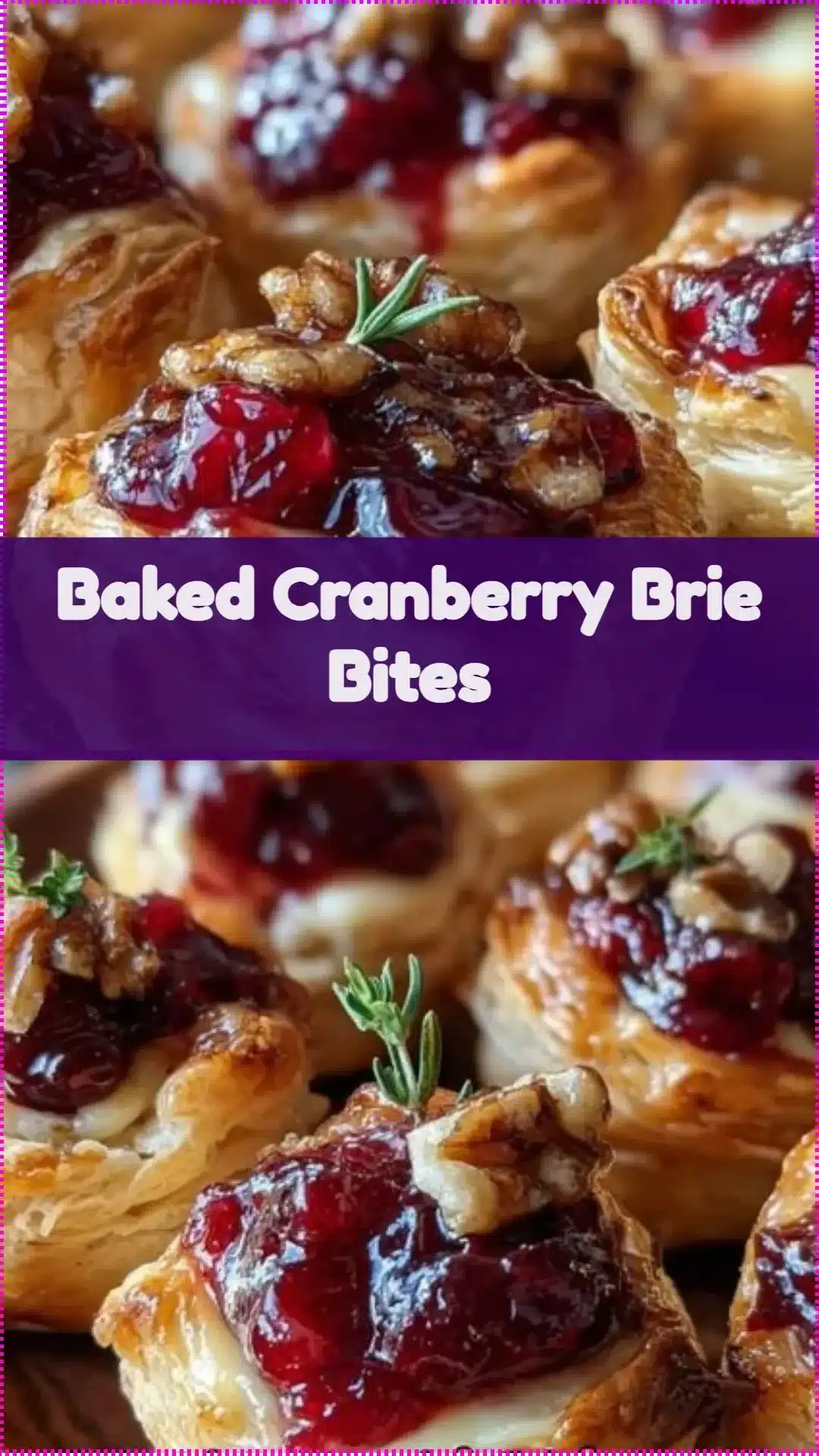 Image of delicious Baked Cranberry Brie Bites on a platter
