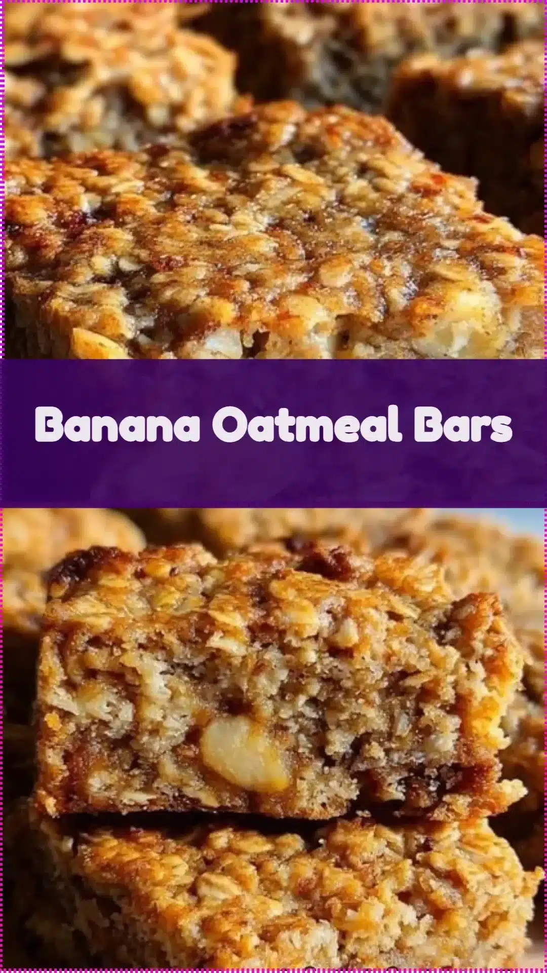 Delicious homemade banana oatmeal bars on a wooden table