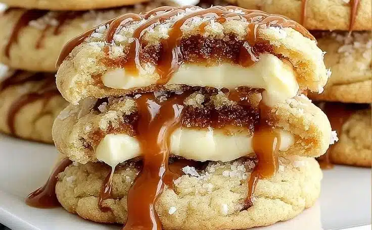Delicious caramel cheesecake cookies fresh from the oven.