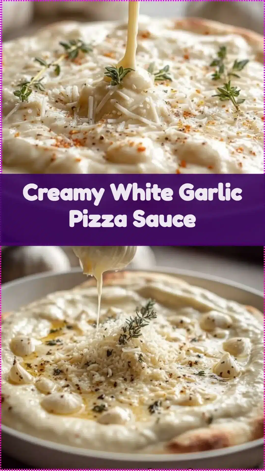 Creamy white garlic pizza sauce in a bowl ready for pizza