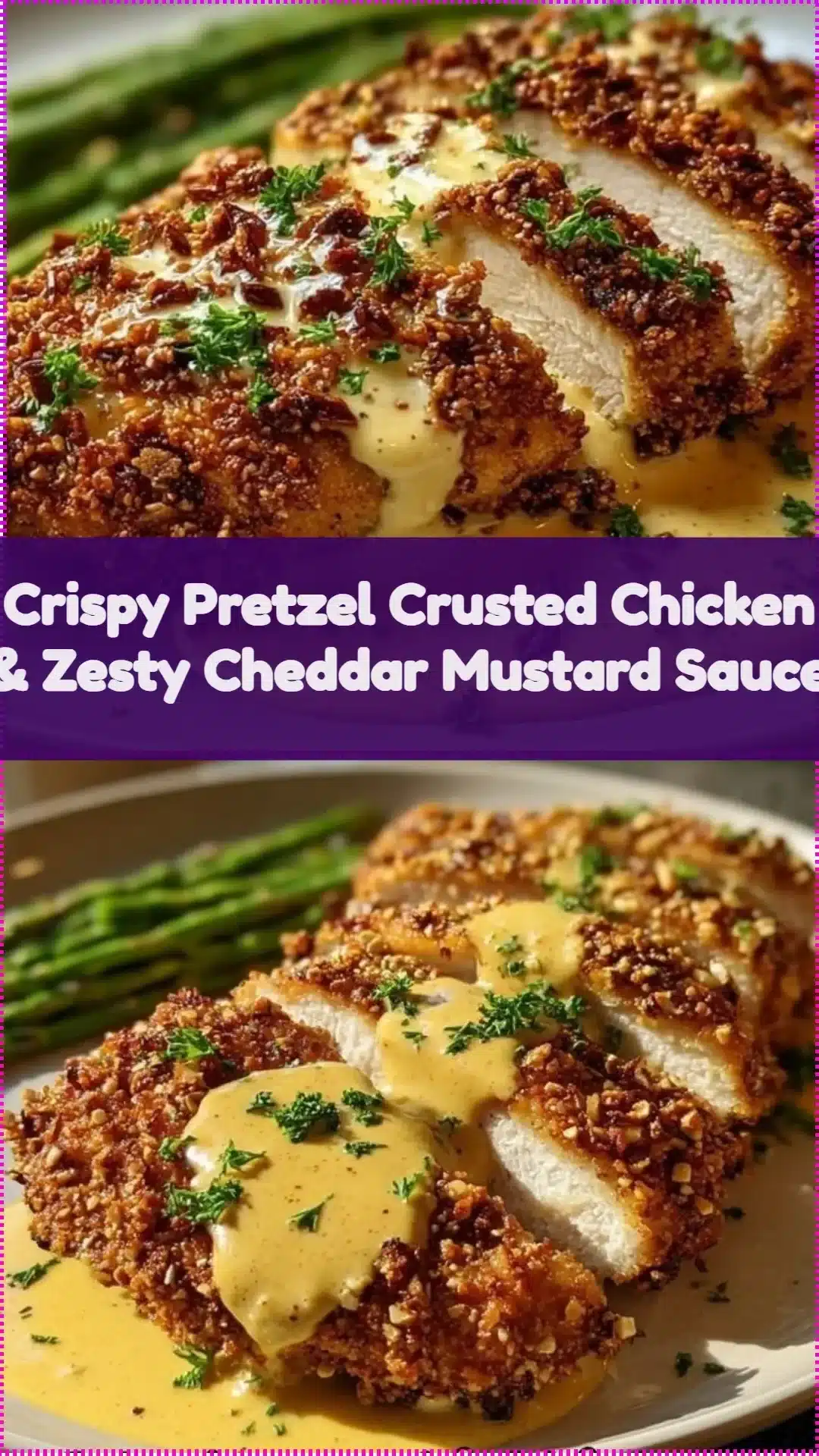 Crispy Pretzel Crusted Chicken served with Zesty Cheddar Mustard Sauce