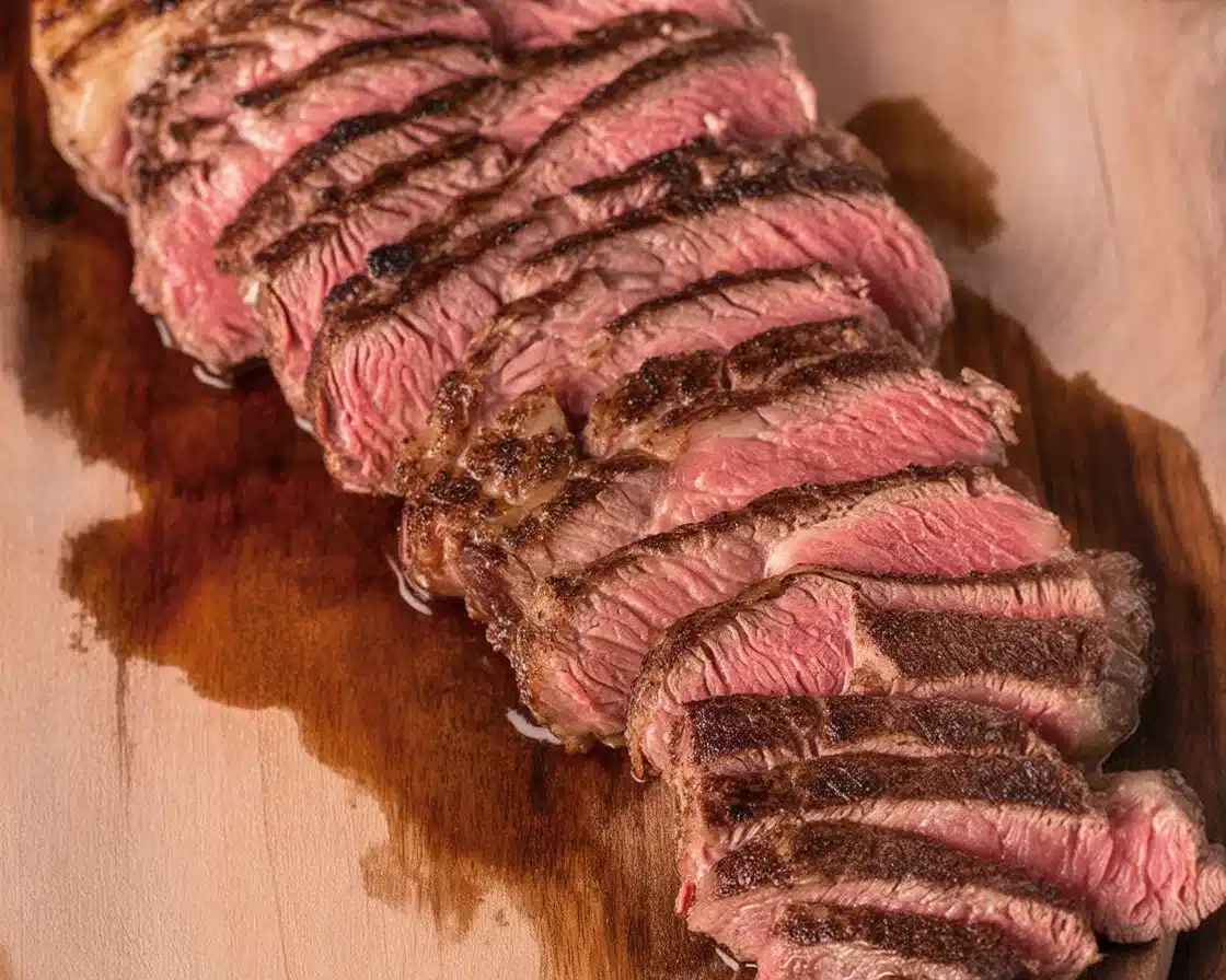 Delicious beef flat iron steak grilled to perfection with a flavorful marinade.