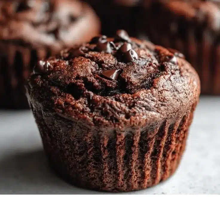 Delicious chocolate protein muffins ready for a healthy snack.