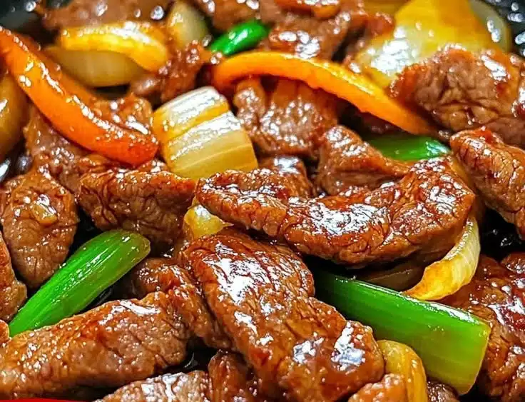 Delicious beef stir-fry with onions, a quick Chinese recipe for dinner.