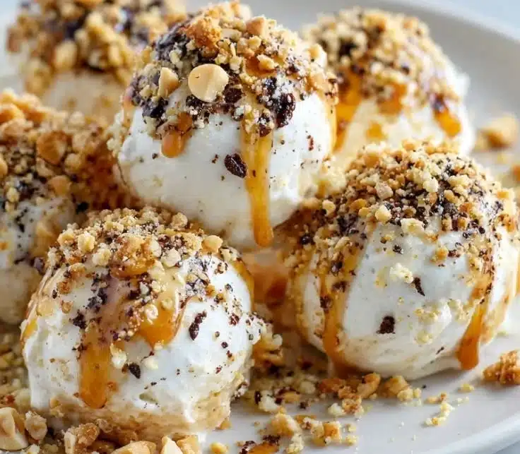 Frozen Greek yogurt peanut butter bites served as a delicious dessert snack