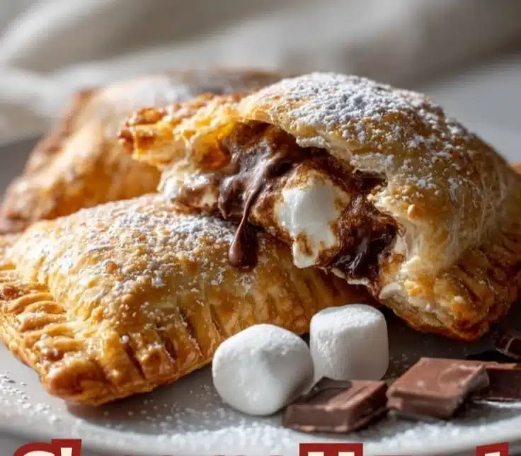 Air Fryer S'mores Hand Pies with melted chocolate and marshmallows