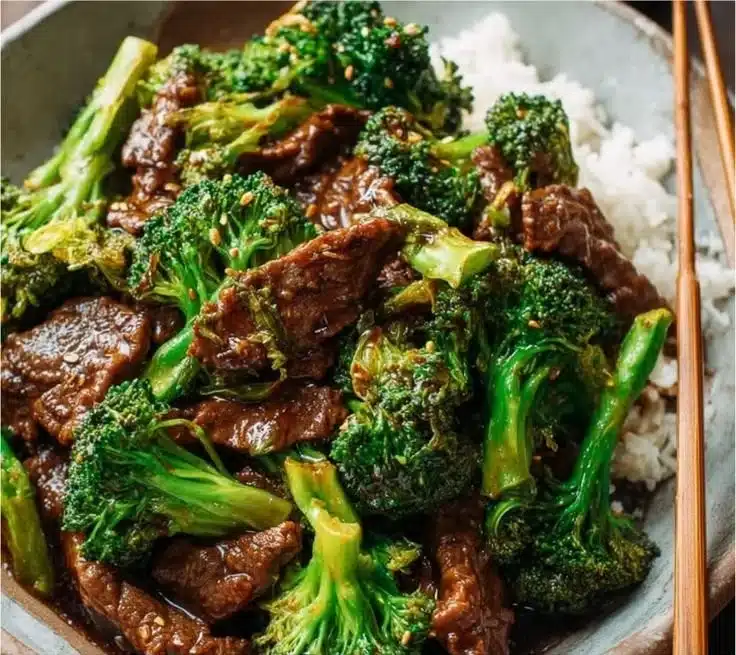 Delicious Beef and Broccoli Stir Fry ready to serve in a bowl