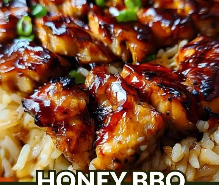Delicious Honey BBQ Chicken served over rice, showcasing flavorful sauce and tender chicken.
