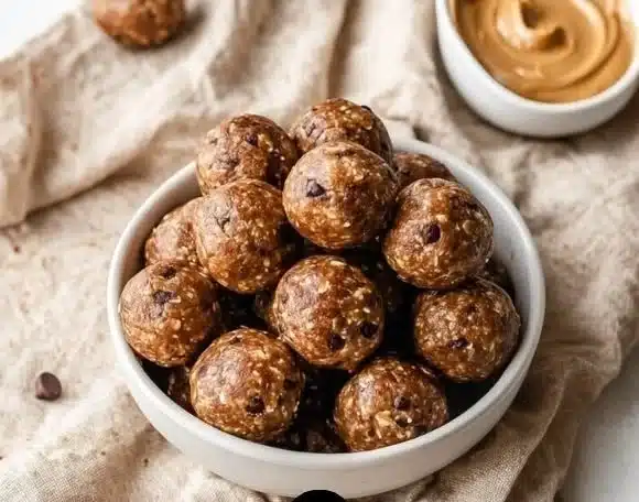 Delicious chocolate peanut butter protein balls, a healthy snack option