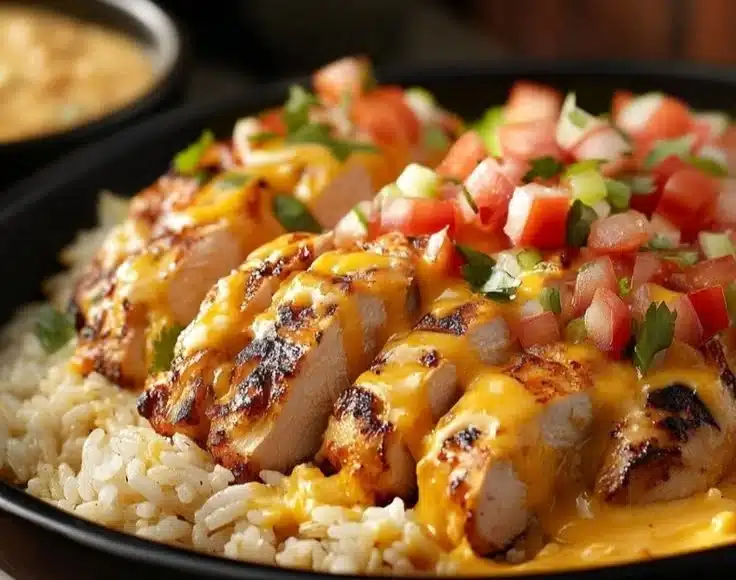Delicious Mexican Chicken and Rice dish served at Crazy Chicken restaurant