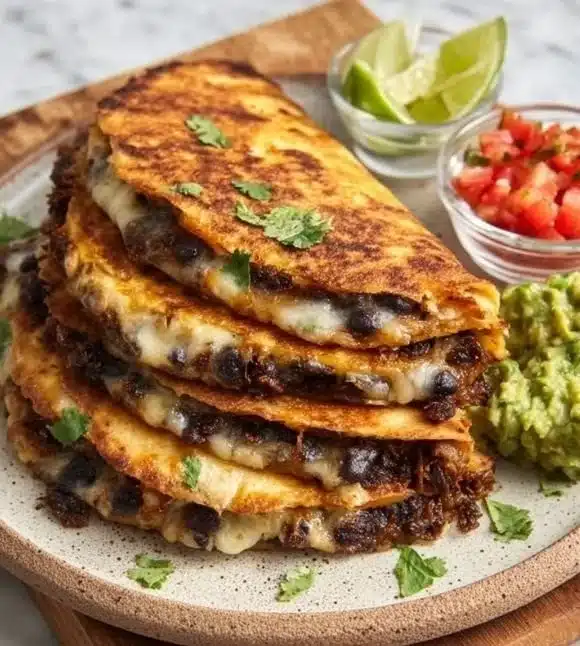 Crispy black bean tacos served with fresh toppings and avocado.