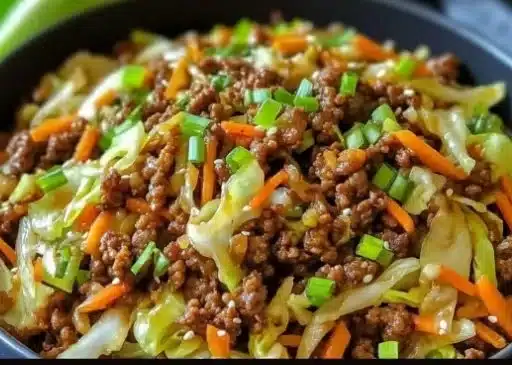 Delicious Egg Roll In A Bowl with fresh vegetables and savory flavors