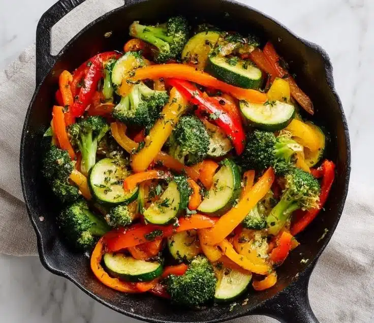 Delicious and colorful sautéed vegetables served as a healthy side dish.