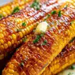 BBQ Brown Sugar Grilled Corn on the Cob topped with Smoked Butter