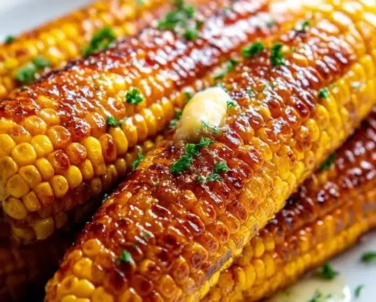 BBQ Brown Sugar Grilled Corn on the Cob topped with Smoked Butter