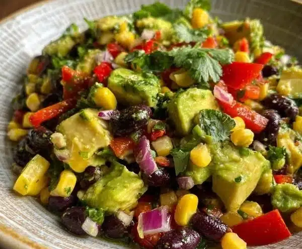 Chipotle Black Bean Salad featuring black beans, corn, and fresh vegetables