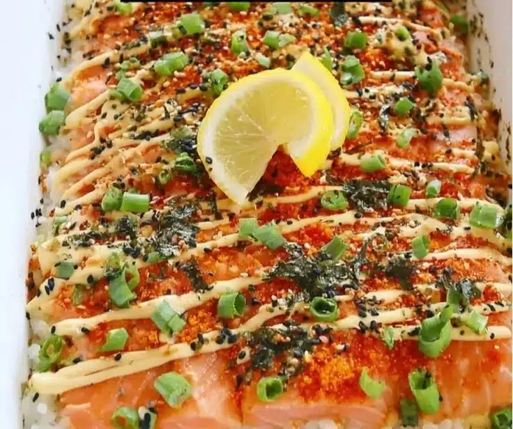 Creamy Salmon Sushi Bake