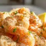 Crispy Garlic Parmesan Shrimp served on a plate with fresh herbs