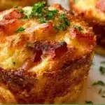 Crispy hash brown ham and cheese egg cups served on a plate