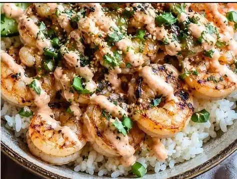 Easy Shrimp Rice Bowls with Spicy Mayo