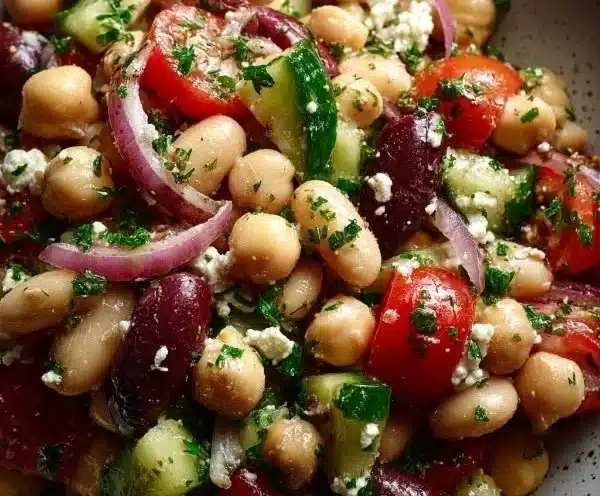 Greek Bean Salad with Lemon Marinated Beans