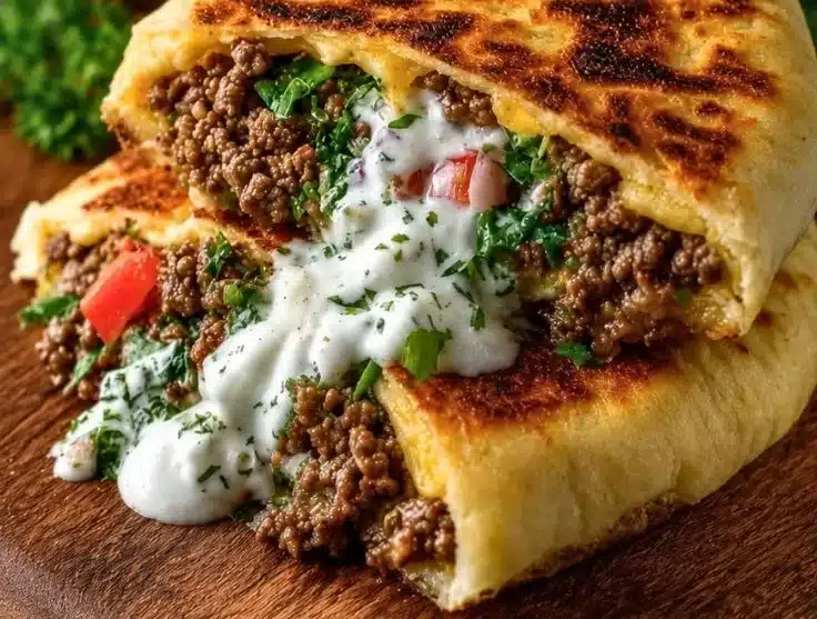 Greek Beef Stuffed Pita