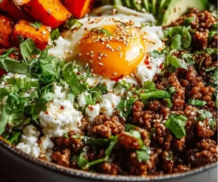 Ground Beef Hot Honey Bowl