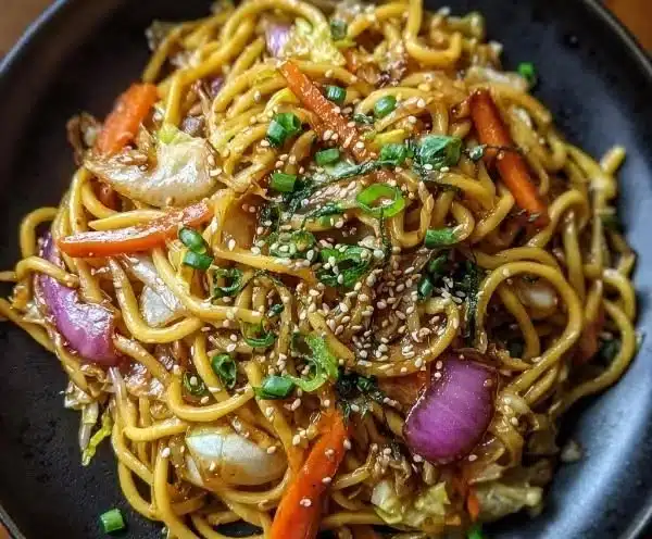 Delicious hibachi-style noodles stir-fried with fresh ingredients.