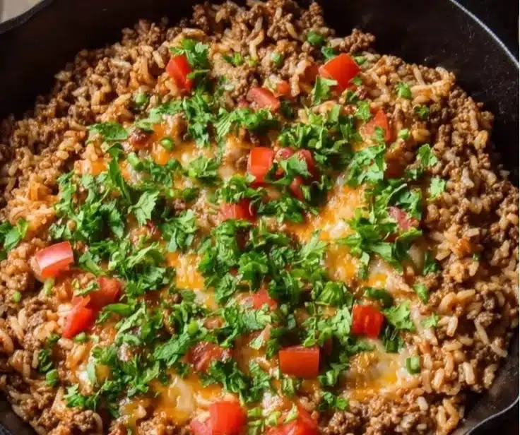 High Protein Beef and Rice Skillet