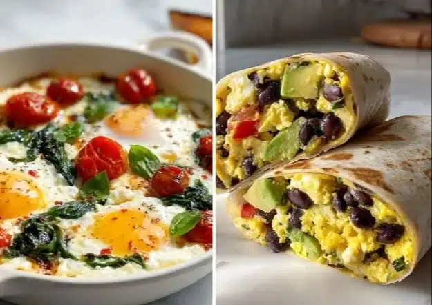 Delicious high protein breakfast options with eggs, yogurt, and nuts