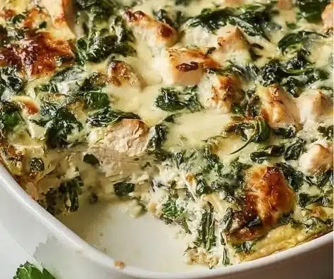 High Protein Chicken and Spinach Casserole