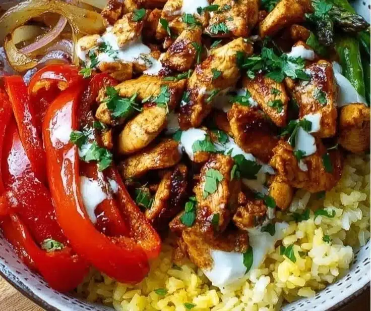 High Protein Chicken Fajita Rice Bowls