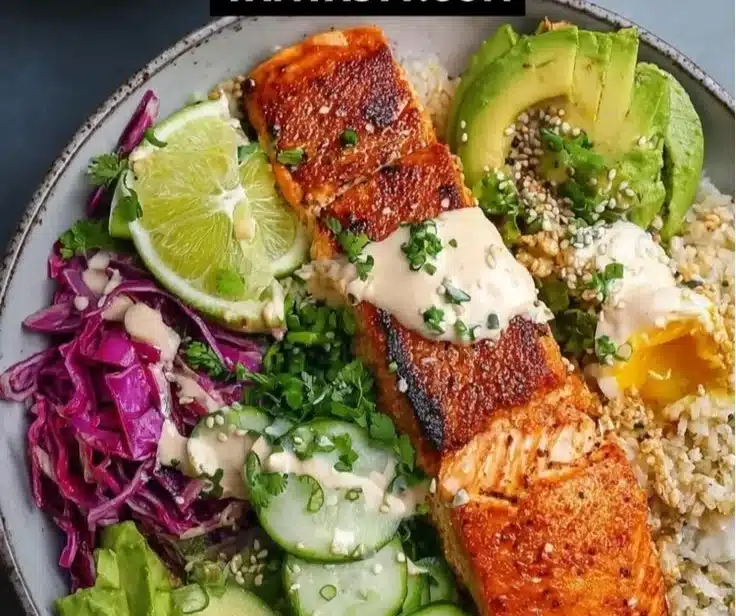 High Protein Crispy Salmon Bowls