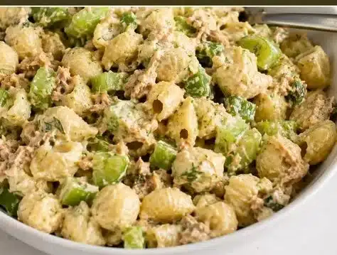 High Protein Dill Pickle Tuna Pasta Salad