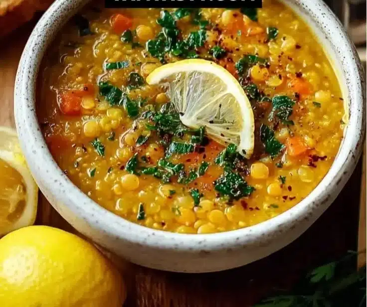 High Protein Golden Lemon Lentil Soup