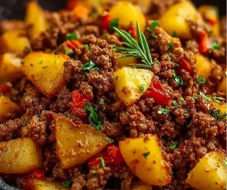 High Protein Ground Beef and Potato Skillet