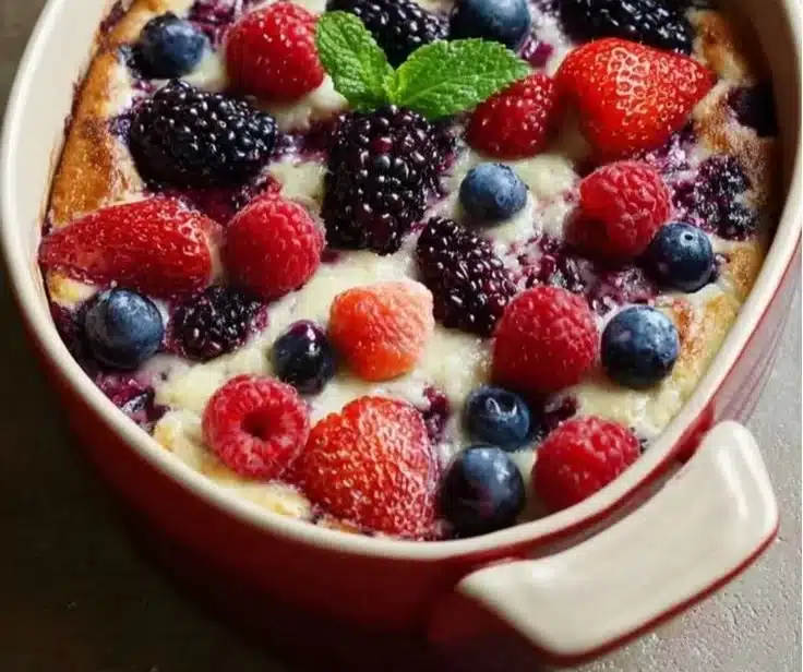 High Protein Triple Berry Bake