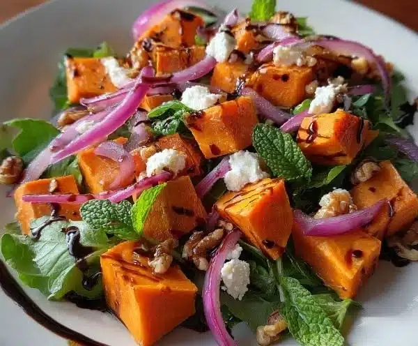 Honey-Glazed Sweet Potato Salad with vibrant colors and fresh ingredients