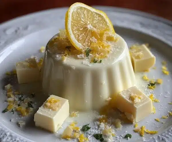 Delicious Lemon White Chocolate Posset served in elegant dessert cups.