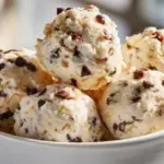 Delicious no-bake cottage cheese cookie dough in a bowl ready to serve