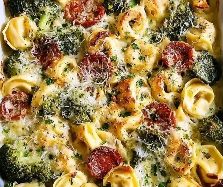 Sheet Pan Broccoli Tortellini Bake