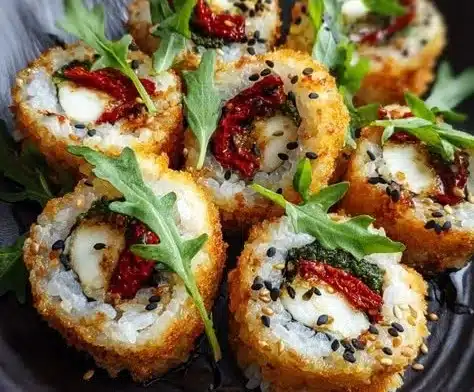 Spicy Crispy Pan-Fried Italian Sushi Rolls