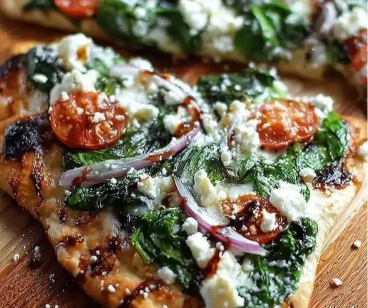 Spinach and Feta Flatbread Pizza
