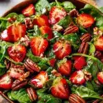 Fresh Spinach Strawberry Salad with nuts and dressing