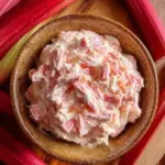 Sweet Tangy Airy Rhubarb Fluff dessert in a bowl