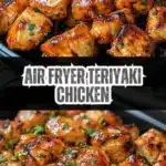 Delicious air fryer teriyaki chicken with glossy sauce and sesame seeds